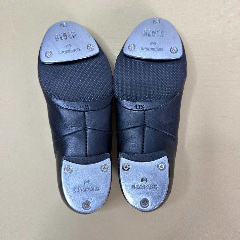 Bloch Tap-Flex S0389 Black Leather Slip-On Tap Shoes Size 13.5 Kids - Picture 4 of 8